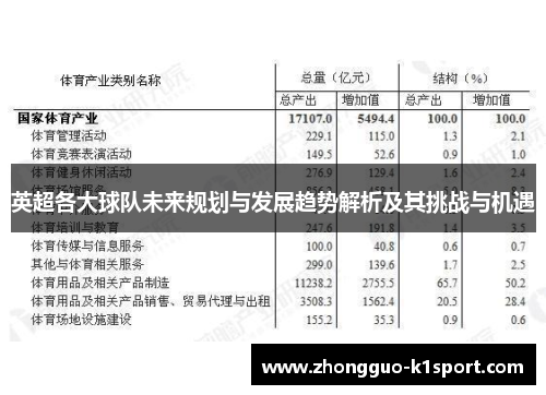 英超各大球队未来规划与发展趋势解析及其挑战与机遇