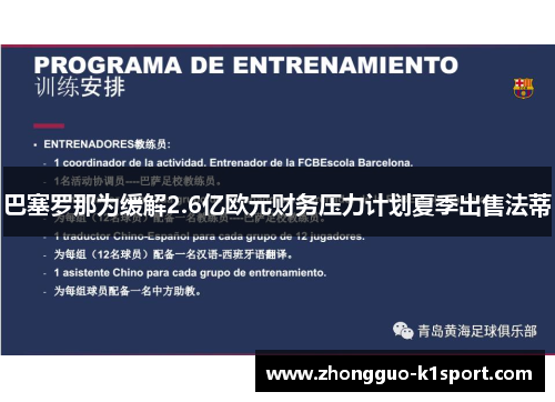 巴塞罗那为缓解2.6亿欧元财务压力计划夏季出售法蒂
