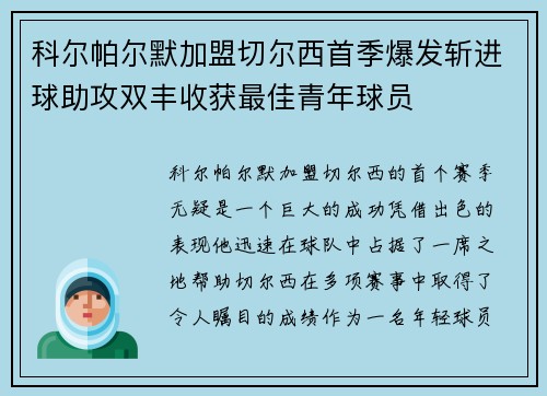 科尔帕尔默加盟切尔西首季爆发斩进球助攻双丰收获最佳青年球员